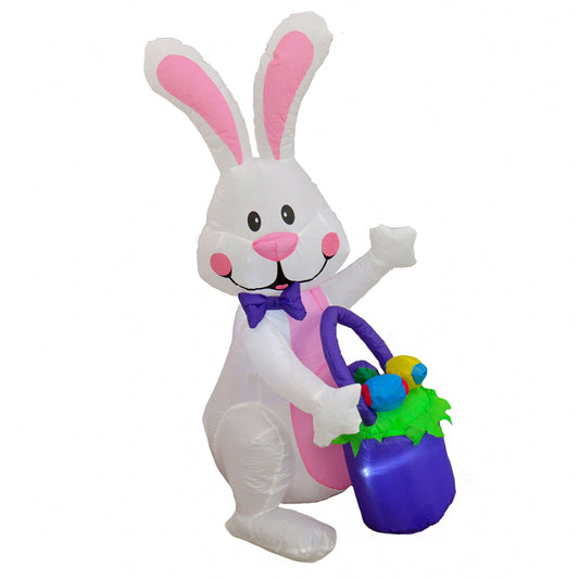 Waving Bunny Inflatable Decoration, White, Easter Collection, 4 Feet
